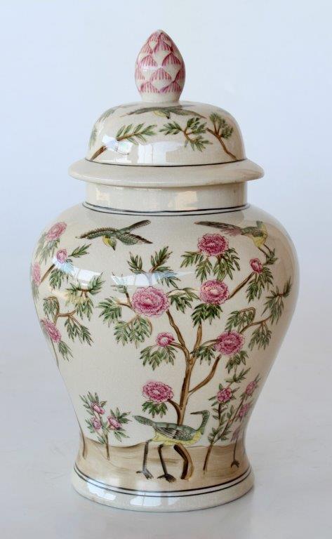Medium Pink Flower Ginger Jar